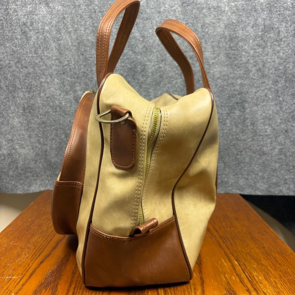 Vintage Carnaby Tennis Bag Racket Carrier Tan Brown Faux Leather Retro Sports